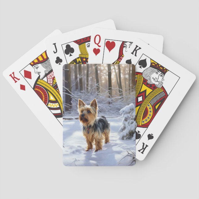 Jeu De Cartes Yorkshire Terrier Laisser Neige Noël (dos)