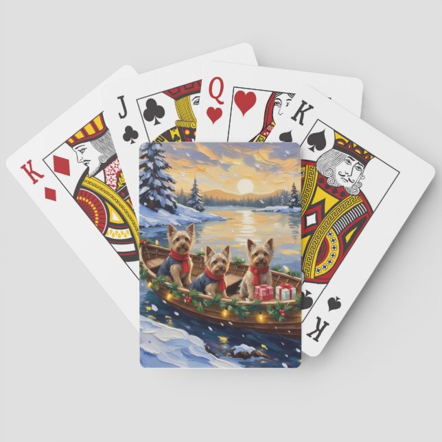 Jeu De Cartes Yorkshire Terrier Noël Bateau Vacances (dos)