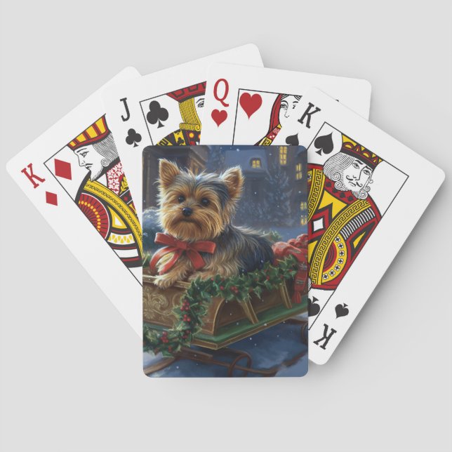 Jeu De Cartes Yorkshire Terrier Saison de Noël festive (dos)