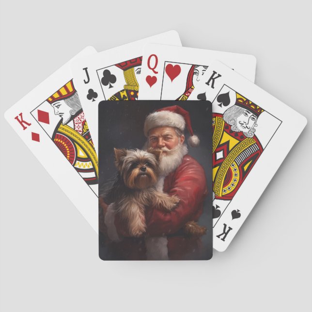 Jeu De Cartes Yorkshire Terrier Santa Claus Festive Noël (dos)