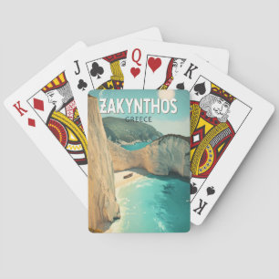 Jeu De Cartes Zakynthos Grèce Illustration Art de Voyage Vintage