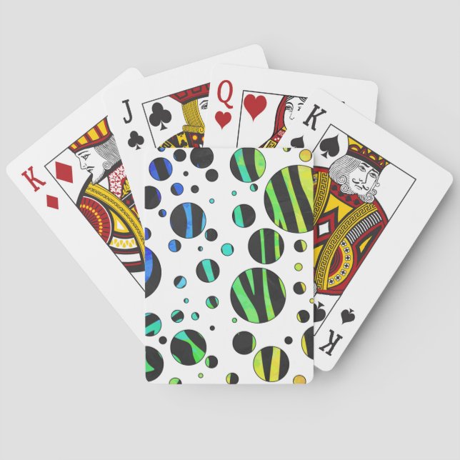 Jeu De Cartes Zebra Polka Dot noir et arc-en-ciel (dos)