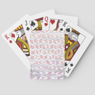 Jeu De Cartes Zebra rose et blanc Chevron