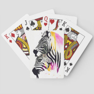 Jeu De Cartes Zebra Wild Nature Animaux Couleurs Art Peinture