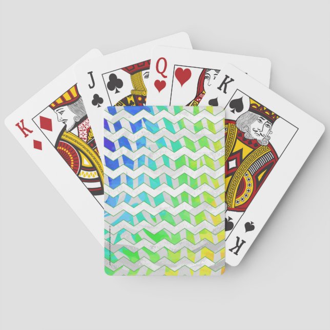 Jeu De Cartes Zèbre Chevron Arc-en-ciel et impression blanche (dos)