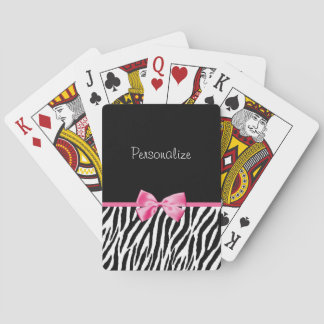 Jeu De Cartes Zèbre Noir Et Blanc Tendance Imprimer Ruban Rose