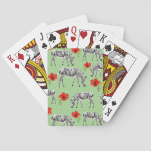 Jeu De Cartes Zèbres Parmi Les Fleurs D'Hibiscus