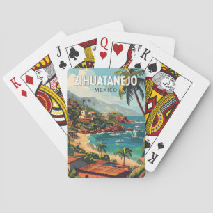 Jeu De Cartes Zihuatanejo Mexique Travel Art Vintage