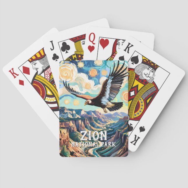 Jeu De Cartes Zion Canyon Bird California Condor Vivid Van Gogh (dos)