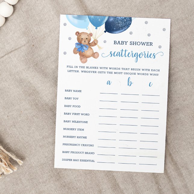 Jeu de Catégories Dispersées Baby Shower Carte Our (Créateur téléchargé)