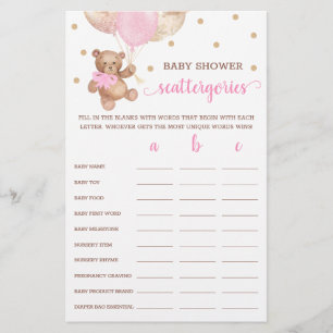Jeu de Catégories Dispersées Baby Shower Teddy Bea