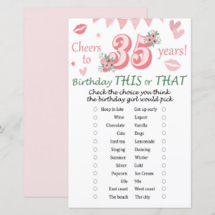 Jeu de 'Ceci ou Cela' pour 35ème anniversaire