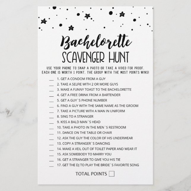 Jeu de chasse au trésor Bachelorette modifiable (Devant)