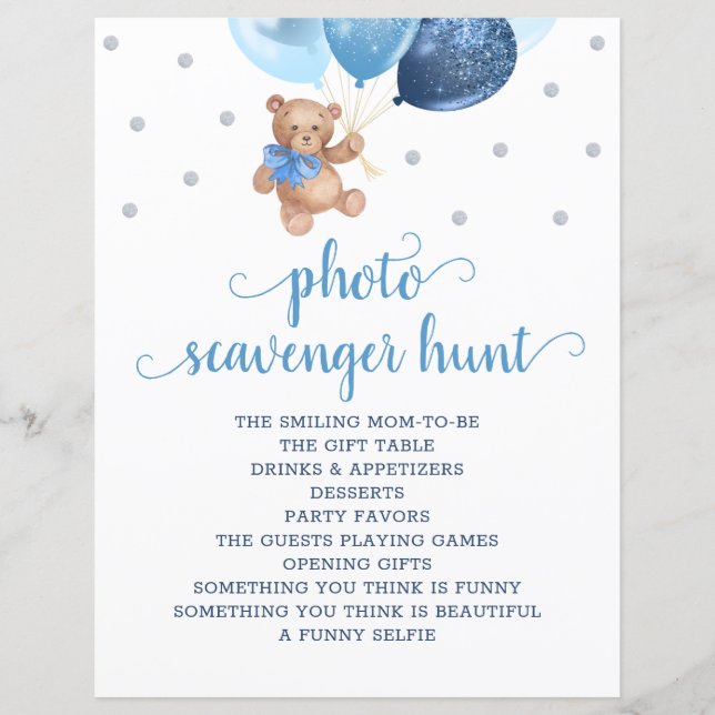 Jeu de chasse au trésor photo Teddy Bear Blue Ball (Devant)