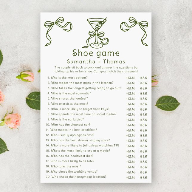 Jeu de chaussure de douche de mariée à arc martini (Créateur téléchargé)