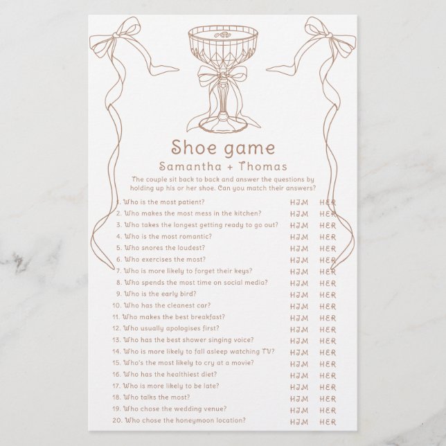 Jeu de chaussures de douche de mariage Martini esp (Devant)