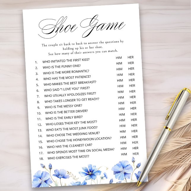 Jeu de chaussures de mariage floral bleu Something (Wedding Shower Shoe Game from my Something Blue Floral Bridal Shower Collection
)