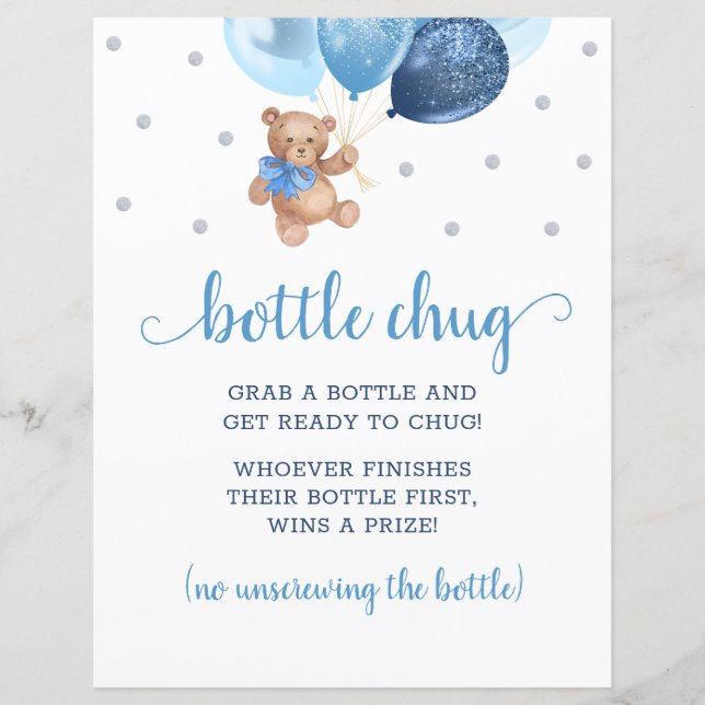 Jeu de Chug Bouteille Ours en Peluche Ballons Bleu (Devant)