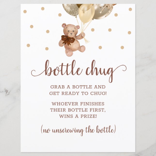Jeu de Chug de Bouteille Marron et Or Teddy Bear (Devant)