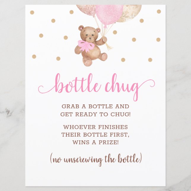 Jeu de Chug de Bouteille Ours en Peluche Rose et O (Devant)