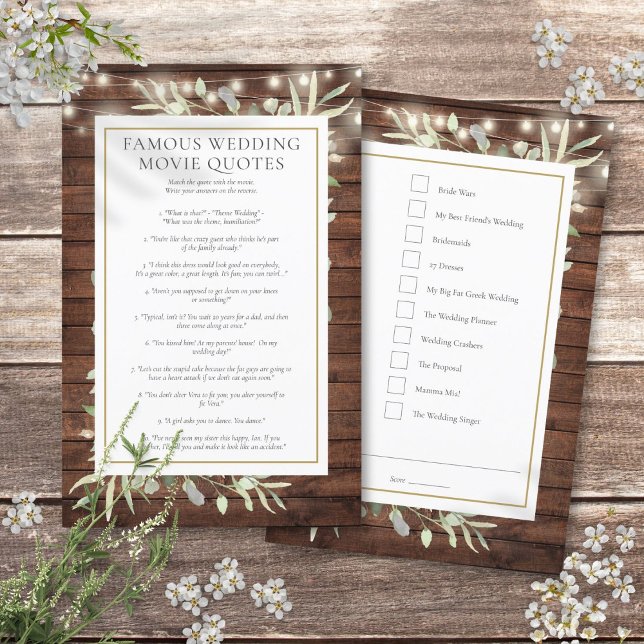 Jeu de citations de films célèbres pour la douche  (Famous Movie Quotes Bridal Shower Game)