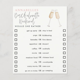 jeu de cocktail de fille bachelorette 'would she r