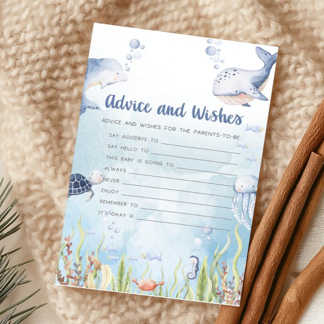 Jeu de conseils et de vœux de douche Bleu sous la  (Under the Sea Baby Shower Game)