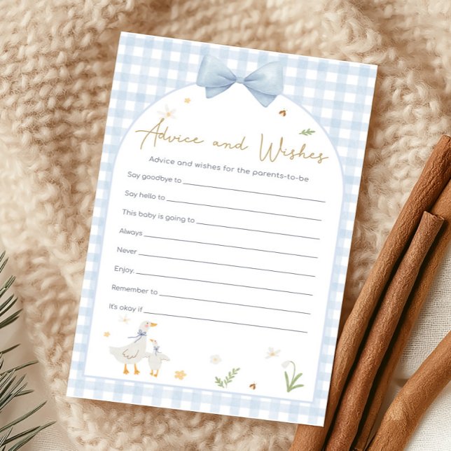 Jeu de conseils et de vœux de douche pour Gingham  (silly Goose Baby Shower Game)
