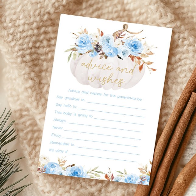 Jeu de conseils et de vœux pour citrouille florale (Boy Fall Floral Baby Shower Advice and Wishes Game)