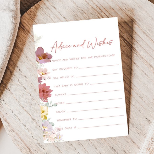 Jeu de conseils et de vœux pour la douche Florals  (Baby In Bloom Baby Shower Game)