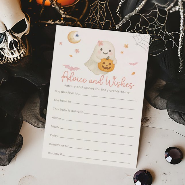 Jeu de conseils et vœux de petit lutin d'Halloween (Girl Little Boo Baby Shower Advice and Wishes Game)