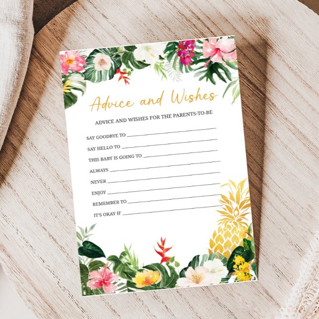 Jeu de conseils et vœux pour la douche bébé Aloha  (Aloha Baby Shower Game)