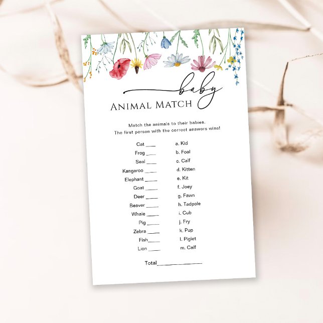 Jeu de correspondance d'animaux bébé Fleurs sauvag (Créateur téléchargé)