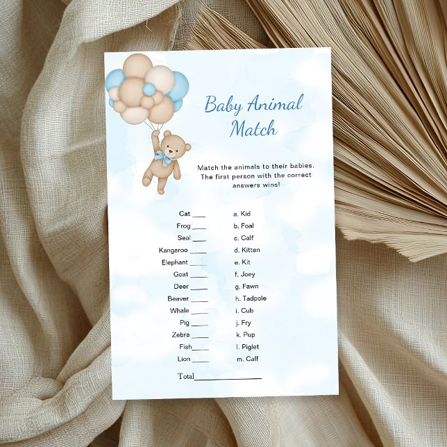 Jeu de correspondance d'animaux bébé ours en peluc (Créateur téléchargé)