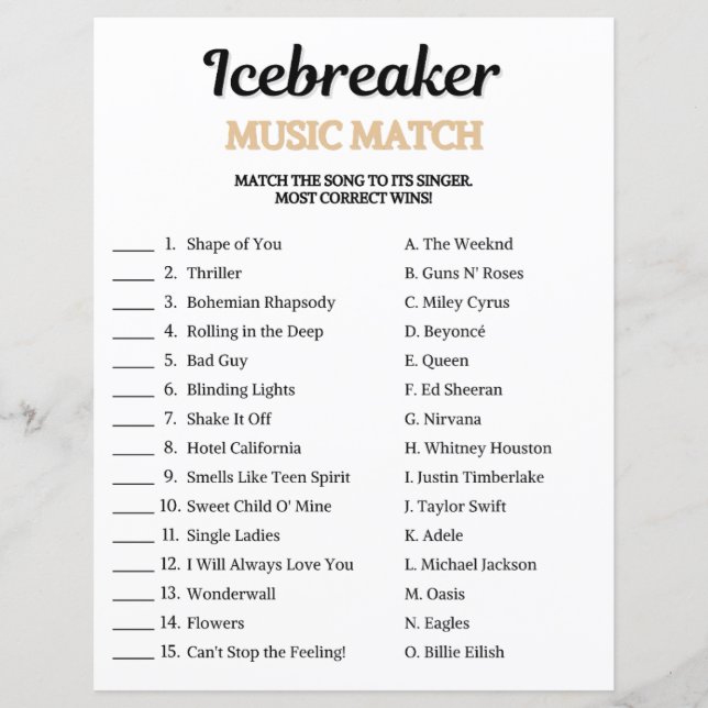 Jeu de correspondance musicale Icebreaker (Devant)