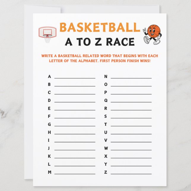 Jeu de course de basket-ball A à Z (Devant)