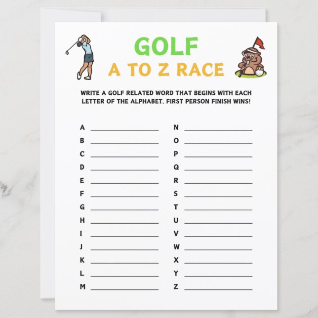 Jeu De Course De Golf A À Z (Devant)