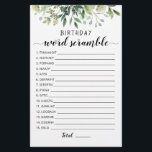 Jeu de course de mots d'anniversaire avec réponses<br><div class="desc">Achetez ce jeu à thème verdoyant et profitez de la carte de jeu de mots d'anniversaire de haute qualité pour votre événement! Ambiance verdoyante aquarelle. RÉPONSES : 1-INVITATION,  2-CONFETTI,  3-WRAPPED,  4-PINATA,  5-GÂTEAU,  6-ANNIVERSAIRE,  7-PRÉSENT,  8-HEUREUX,  9-GIFTS,  10-INVITÉS,  11-MAGIQUE,  12-BALLON,  13-BANNIERS,  14-FRIFRIFRIFRIFRIFY DS,  15-LOVE</div>