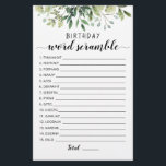 Jeu de course de mots d'anniversaire avec réponses<br><div class="desc">Achetez ce jeu à thème verdoyant et profitez de la carte de jeu de mots d'anniversaire de haute qualité pour votre événement! Ambiance verdoyante aquarelle. RÉPONSES : 1-INVITATION,  2-CONFETTI,  3-WRAPPED,  4-PINATA,  5-GÂTEAU,  6-ANNIVERSAIRE,  7-PRÉSENT,  8-HEUREUX,  9-GIFTS,  10-INVITÉS,  11-MAGIQUE,  12-BALLON,  13-BANNIERS,  14-FRIFRIFRIFRIFRIFY DS,  15-LOVE</div>