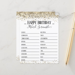 Jeu de course de mots de fête d'anniversaire
