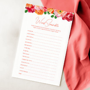 Jeu de course de mots floraux orange et rose