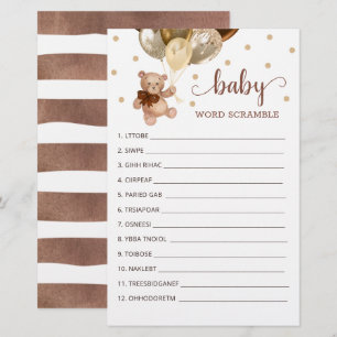 Jeu de course de mots pour le Baby shower Teddy Be
