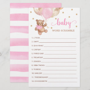 Jeu de course de mots pour le Baby shower Teddy Be