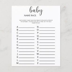 Jeu de course de nom de bébé