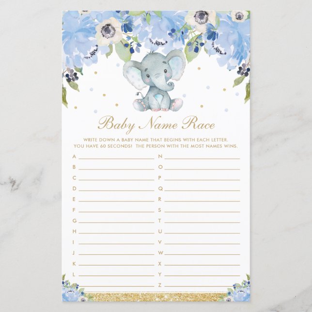 Jeu de course de nom de bébé éléphant mignon flora (Devant)