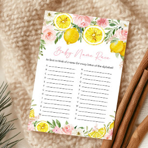 Jeu de course de noms de bébé Fleur rose et citron