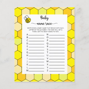 Jeu de course de noms de bébé floraux d'abeille