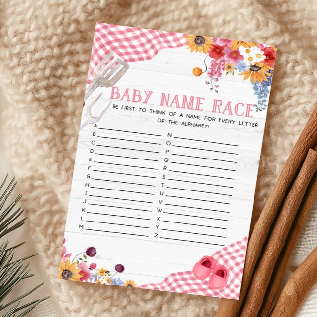Jeu de course de noms de bébé sous la douche barbe (Girl Baby-Q Baby Shower Baby Name Race Game)