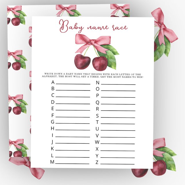 Jeu de course de prénom bébé shower Cerises (Créateur téléchargé)