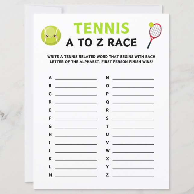 Jeu De Course De Tennis A À Z (Devant)